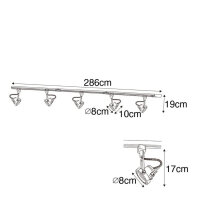 QAZQA industrial vintage track system complete set 5-light ceiling spotlight lamp with modern accents.