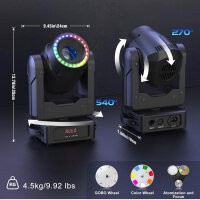 150W Moving Head LED, DMX512 Spot, Zoom Gobo, 13°-15° Fokuseffekt, 7 Muster, 7 Farben, 3 Prisma für Bühne, Disco, DJ, Bar, Party.