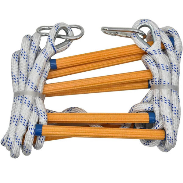 TINMAGI Feuerfeste Rettungsleiter, ca 12M, mit 2 Karabinern, schwer entflammbar, kompakt, tragbar, wiederverwendbar.