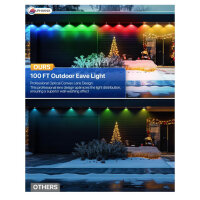 Permanente Outdoor-Lichter, 100 Fuß, 80 LED, intelligente Außenbeleuchtung, IP67 wasserdicht, steuerbar über App/Sprachbefehle.