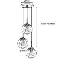LFsem Retro Pendant Light, 3 Lights, Glass Globe, Brass...