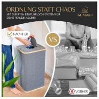 112L XXL Pfandflaschen Sammelbehälter mit Deckel und Innentragetasche – faltbarer, stabiler Flaschenkorb aus Bambus für Pfandflaschen Aufbewahrung & Leergut