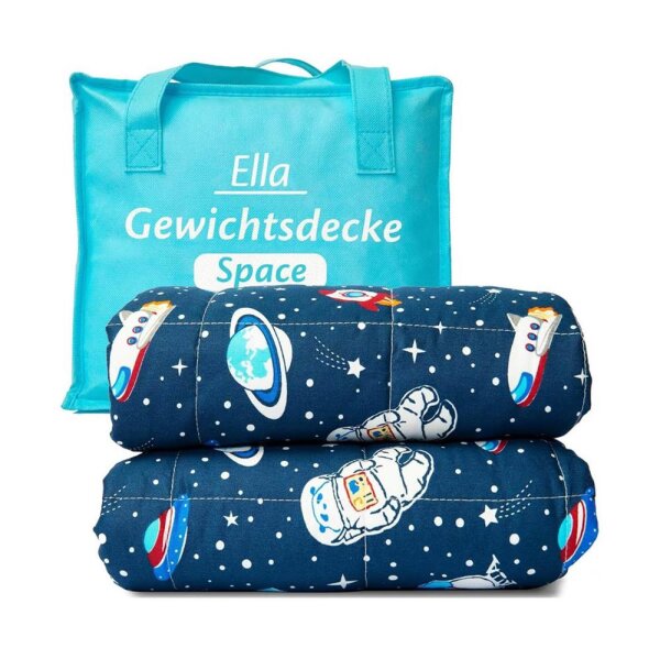 Ella weighted blanket 2.4 kg, 90x120 cm, therapy blanket for stress relief, hypoallergenic glass beads, soft cotton outer layer, for children 15-25 kg.