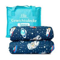 Ella weighted blanket 2.4 kg, 90x120 cm, therapy blanket for stress relief, hypoallergenic glass beads, soft cotton outer layer, for children 15-25 kg.