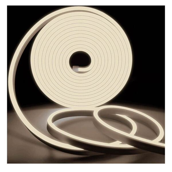 KSIBNW Neon LED strip 230V, 20m, IP65, neutral white 4000K, incl. power supply & controller, flexible, waterproof, ideal for indoor and outdoor decoration.