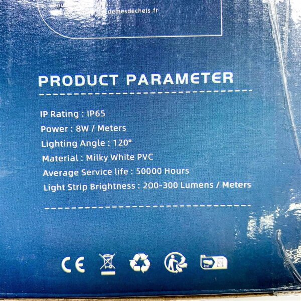 KSIBNW LED Strip 230V, 20M, Neon LED Strip, IP65 waterproof, 320° glow, flexible for indoor and outdoor use, including power supply.