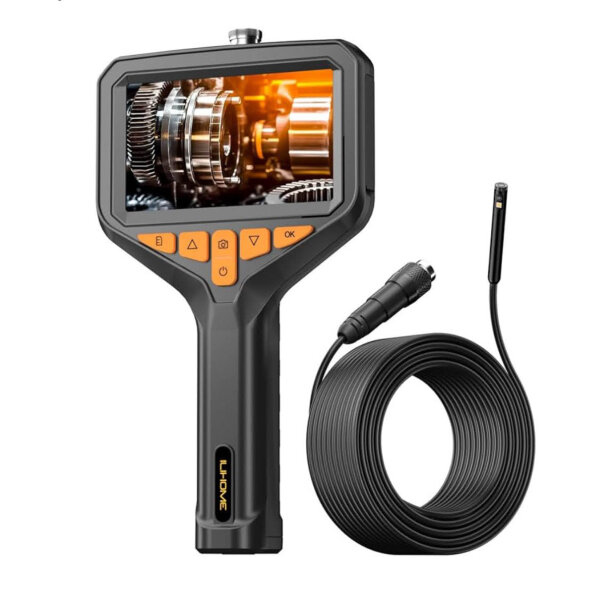 ILIHOME Dual Lens Endoscope Camera, 4.3" HD IPS, Waterproof, 8+1 LED, 5m, Ideal for Pipe and Duct Inspections.