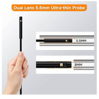 ILIHOME Dual Lens Endoscope Camera, 4.3" HD IPS, Waterproof, 8+1 LED, 5m, Ideal for Pipe and Duct Inspections.