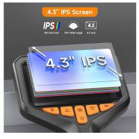 ILIHOME Dual Lens Endoscope Camera, 4.3" HD IPS, Waterproof, 8+1 LED, 5m, Ideal for Pipe and Duct Inspections.