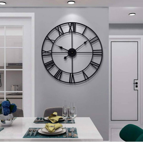 HAITANG Vintage Round 60cm Battery Operated Silent Roman Numeral Wall Clock Ideal for Living Room & Kitchen.