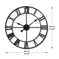 HAITANG Vintage Round 60cm Battery Operated Silent Roman Numeral Wall Clock Ideal for Living Room & Kitchen.