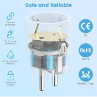 EIGHTREE ET20 Smart WLAN Steckdose, 4er Pack, mit Strommessung, Sprachsteuerung & Timer, kompatibel mit Alexa & Google Home.