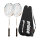 Prince Pro Shark badminton racket twin set, including shuttlecocks and protective carrying bags, ideal for recreational and competitive use.