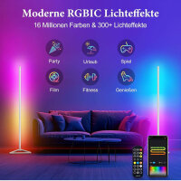 KingMile RGBIC LED Bodenleuchte, Fernbedienung, für Wohnzimmer, Schlafzimmer, Küche, Bad, Home Office, Hotel, Restaurant, Bar.