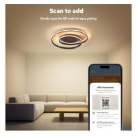 Bayht Intelligent LED ceiling light, dimmable, 5200 lumens, Ø48cm, compatible with Alexa and Google Home, modern remote control.