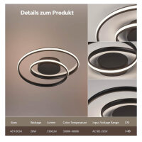 Bayht Intelligent LED ceiling light, dimmable, 5200 lumens, Ø48cm, compatible with Alexa and Google Home, modern remote control.