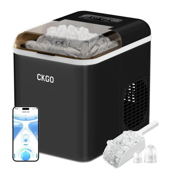 ZZLLKQ Smart Ice Cube Maker, Wi-Fi, 15 kg/24 h, 9 cubes in 6 min, self-cleaning, 2 sizes, ideal for kitchen, office, bar.