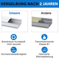 Chesbung LED aluminum profile 6x1m, U-shape, for LED strips up to 12mm, incl. diffuser, end caps, mounting clips, 90° corner connectors.