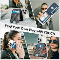 Tucch Cardos, iPhone 16/15/14/13/12, RFID Wallet, 5 Card Slots, ID Format, Landscape Format, Blue