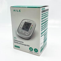 AILE upper arm blood pressure monitor, automatic device for home use, large adjustable cuff (22-42 cm).