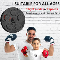 Music Bluetooth Boxing Machine, Electronic Box with LED, USB Rechargeable, Decompression, Promotes Hand-Eye Reaction, Black.