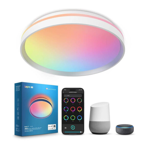 Lepro AI Smart Ceiling Light T1, LED Ceiling Light, Dimmable, 24W, 1800LM, IP44, Voice Recognition, Music Sync, WiFi, Bluetooth, Alexa/Google.