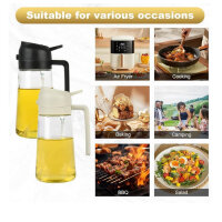 EnthuLove 2-in-1 Ölspender, 470ml, Multifunktions-Ölsprüher, Glas, ideal für Küche und Heißluftfritteuse, 2 Stück Schwarz.