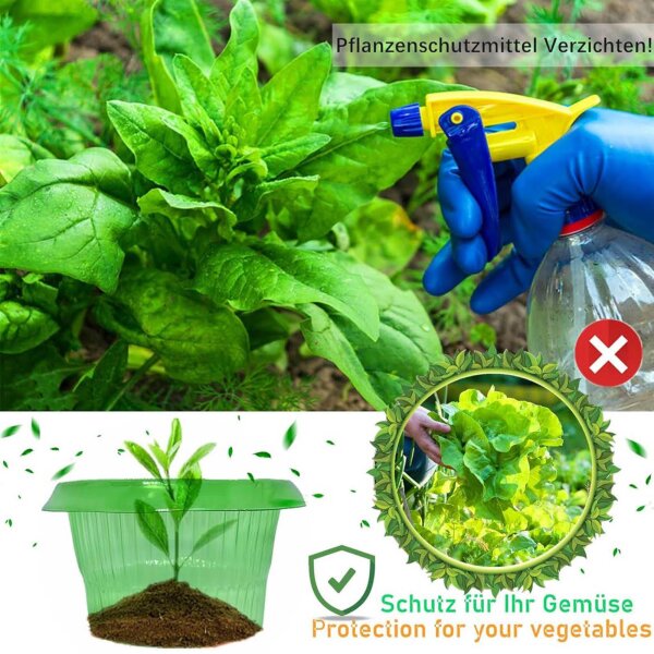 SMUJU, Ø 24 cm, snail protection, 25 pieces, green, protects lettuce and cabbage from animal damage, anti-glow.
