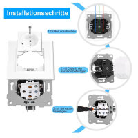 PANGTZEEN Schuko socket 3-way, triple wall socket 16A,...