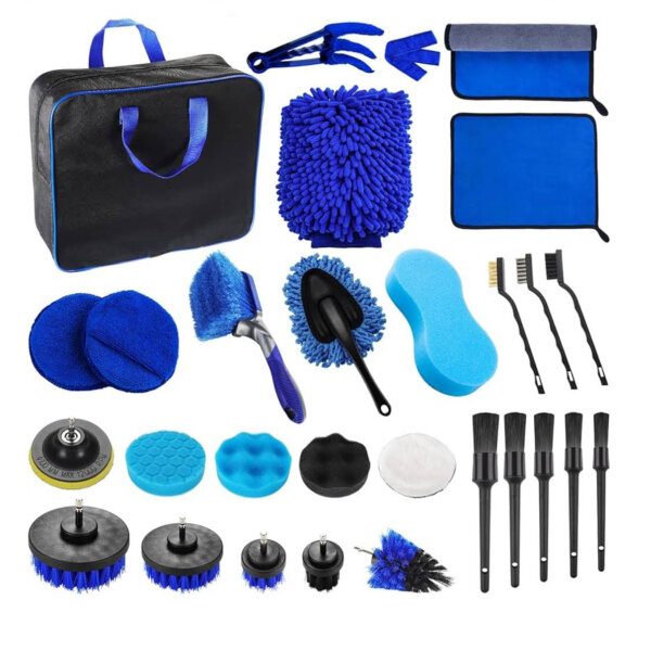 bemece Auto Reinigung Pinsel Set, 29-teilig, Detaillierungs-Bürsten, für Innen- und Außenreinigung, Motor, Lüftungsschlitze, Tragetasche.