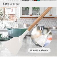 Küchenhelfer-Set, 12-teilig, Silikon, hitzebeständig, antihaftbeschichtet, Holzgriff, Schwarz, ideal für jede Küche.