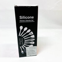 Küchenhelfer-Set, 12-teilig, Silikon, hitzebeständig, antihaftbeschichtet, Holzgriff, Schwarz, ideal für jede Küche.