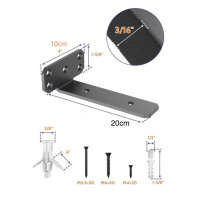 SKYSEN Regalhalterung 20cm, T-Form, 6 Stück, robuste Metallkonstruktion, schwerlastfähig, ideal für Küche und Garage, schwarz.