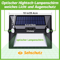 INTELAMP Solarlampe, 5 Modi, Außenbeleuchtung, IP65, mit Bewegungsmelder, Fernbedienung zur Helligkeits- und Farbanpassung.