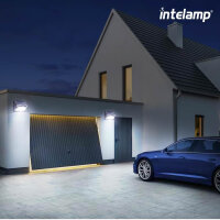 INTELAMP Solarlampe, 5 Modi, Außenbeleuchtung, IP65, mit Bewegungsmelder, Fernbedienung zur Helligkeits- und Farbanpassung.