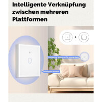 MOES Smart Light Switch, 2 Gang, Flush-Mounted, Wifi, Compatible with Apple Home, Alexa, Google Home, requires neutral wire.