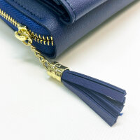 Yixuan Damen Umhängetasche, Handy Portemonnaie, mit Reißverschluss, Kartenfächern, verstellbarem Schultergurt, für große Handys - Blau