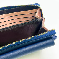 Yixuan Damen Umhängetasche, Handy Portemonnaie, mit Reißverschluss, Kartenfächern, verstellbarem Schultergurt, für große Handys - Blau