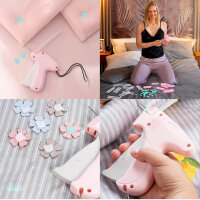 Quick Clothing Fixer, Mini Sewing Machine, Gun for Clothes, Pink, Compact, Ideal for Quick Repairs and Adjustments.