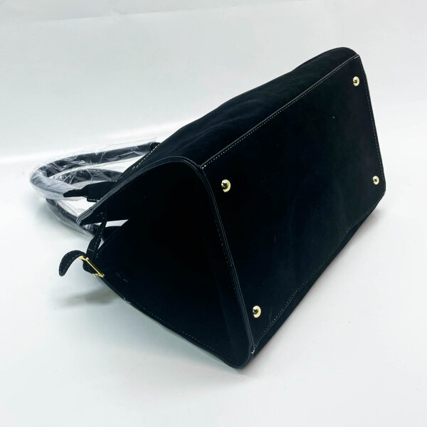 Travistar womens tote bag, large, shopper bag, retro design, removable strap, carrying handle, ideal for work, school, shopping, black.