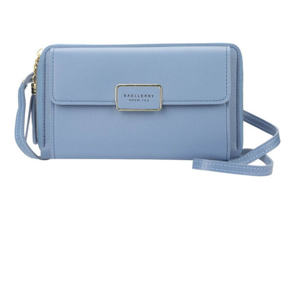 Yixuan women wallet shoulder bag leather large capacity for cell phone small pouch with shoulder strap.