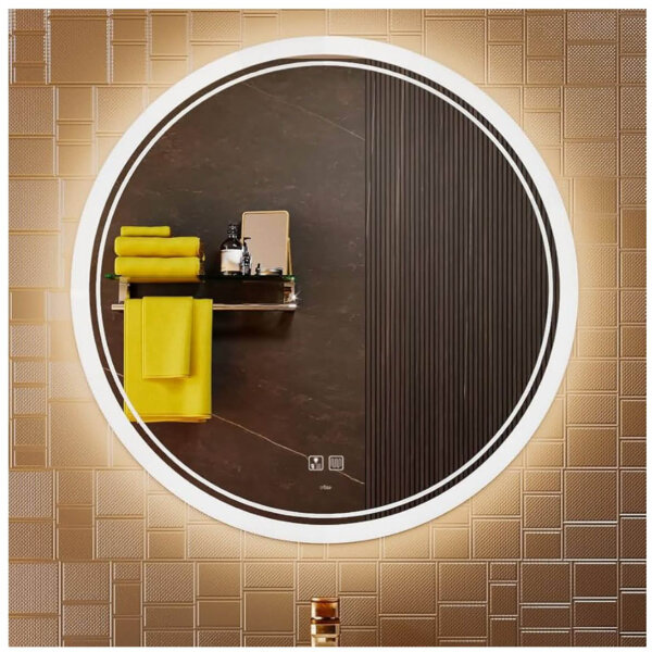 KWW 600 mm LED bathroom mirror, round MMAquillaje, adjustable color temperature, fools light, wall mounting with touch button, without socket.