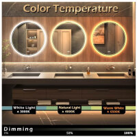 KWW 600 mm LED bathroom mirror, round MMAquillaje,...