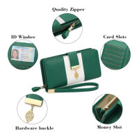 GOIACII womens wallet, leather, RFID blocking, large capacity, 11 card slots, change compartment, stylish and functional.