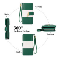 GOIACII womens wallet, leather, RFID blocking, large capacity, 11 card slots, change compartment, stylish and functional.