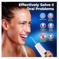 Dental Jet Hydropulser, 310 ml, wireless irrigator, 6 tips, USB rechargeable, IPX7 waterproof, ideal for home and travel.