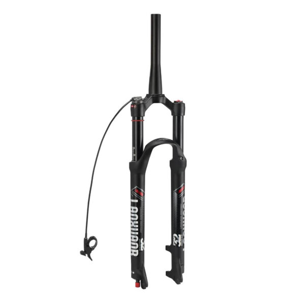 Lanxuanr gepolsterte Gabel, 100 mm, für Bergbikes, Magnesiumlegierung, 26/27,5/29 Zoll, 9 mm Achse, Scheibenbremse, Verlängerungsregulation.