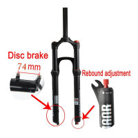 Lanxuanr gepolsterte Gabel, 100 mm, für Bergbikes, Magnesiumlegierung, 26/27,5/29 Zoll, 9 mm Achse, Scheibenbremse, Verlängerungsregulation.