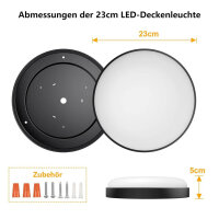 OOWOLF ceiling light 24W, LED, dimmable, 23cm, 3000k/4000k/5000k, flat, set of 2, ideal for living room, bathroom and kitchen.