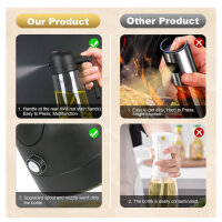 EnthuLove Ölsprüher 470ml, Ölsprühflasche, für Olivenöl & Heißluftfritteuse, 2-in-1 Set, schwarz, ideal für präzises Sprühen.